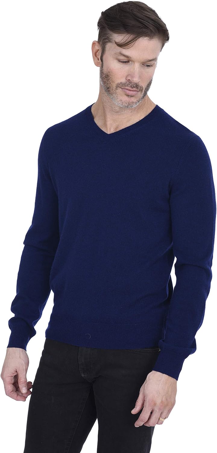 Cashmeren Men’s Basic V-Neck Sweater 100% Pure Cashmere Long Sleeve Classic Pullover
