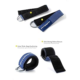 Fitgriff Ankle Straps V2 for Cable Machine (2 Pieces) - Gym Workout Equipment - Leg Pulley Attachment, Kickback Straps (Blue)