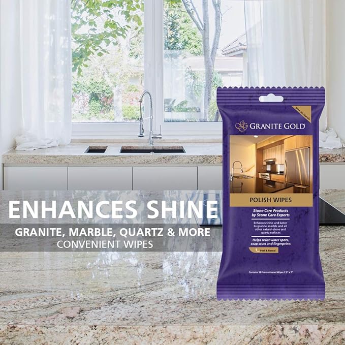 Toallitas Granite Gold Polish para granito, cuarzo, mármol, 18 unidades miniatura 3