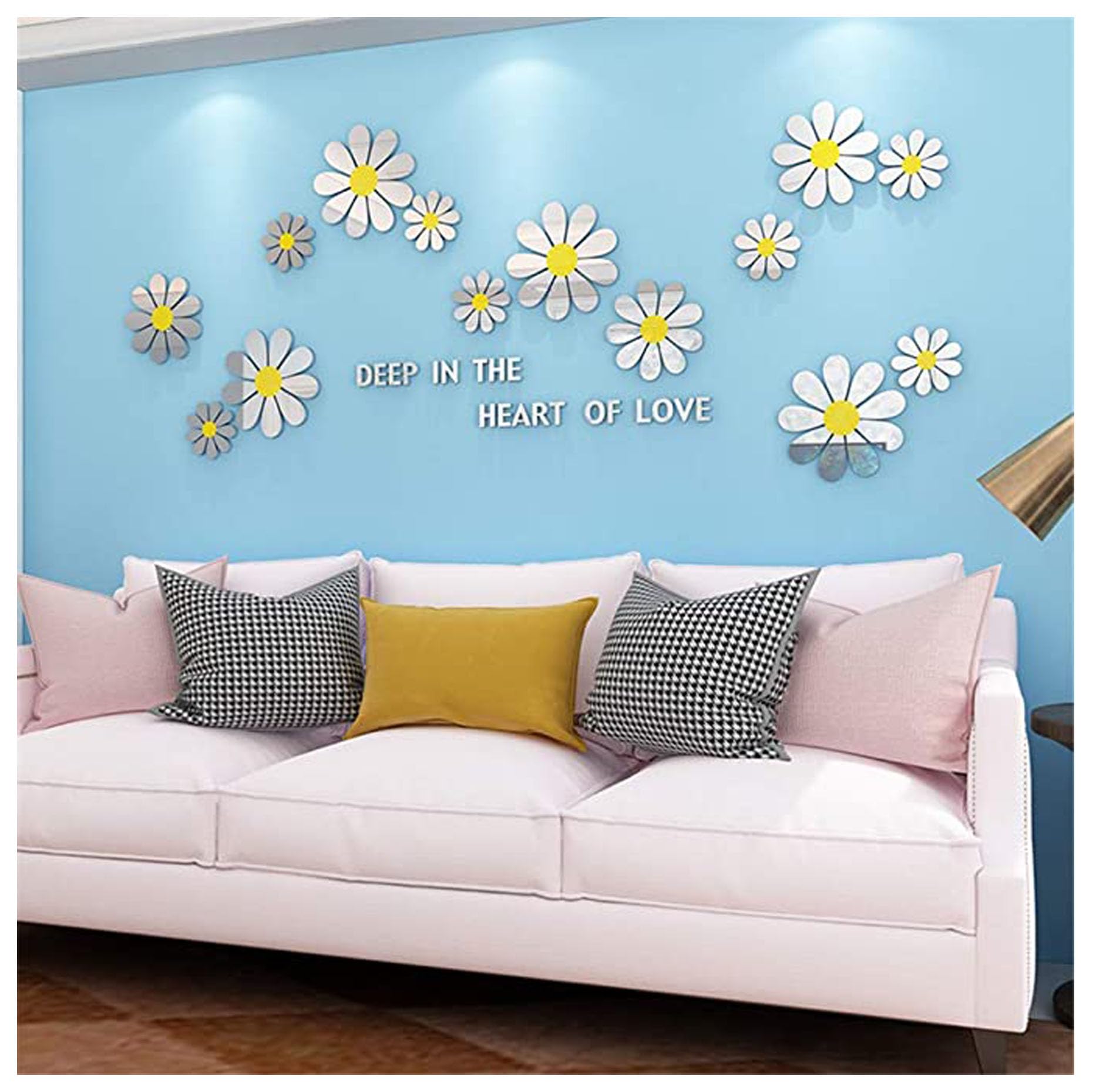Stickers muraux en bois Décoration Salon Canapé Fond Décor Murale Wall Muraux