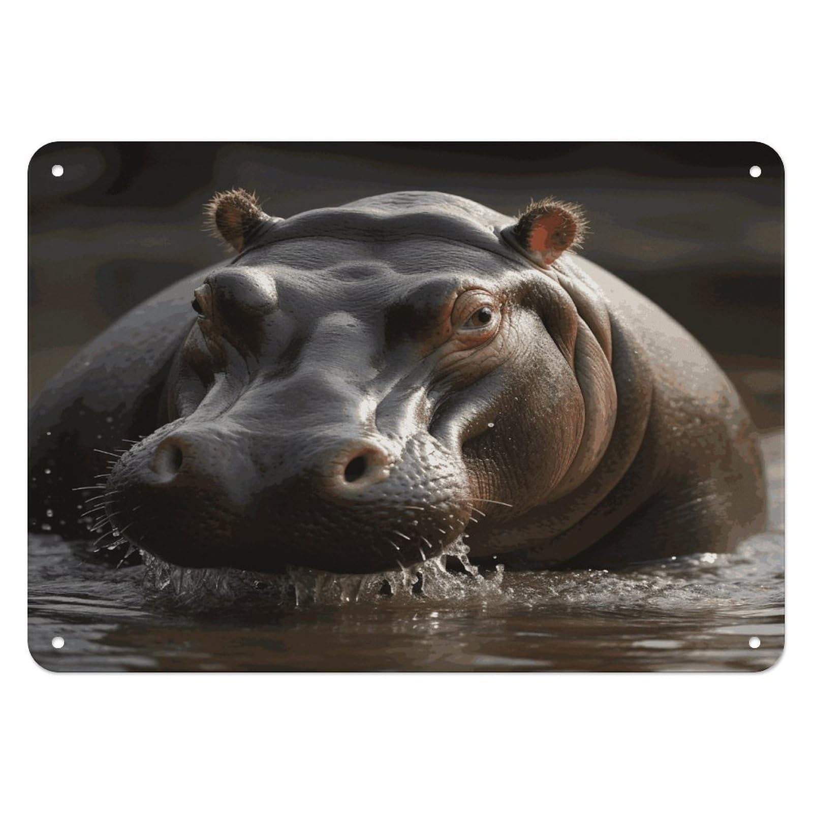 Btcowzrv Style Hippo Metal Sign, 5.5" X 7.9" Tin Wall Decor, Wall Art Plaques For Home Wedding Decor Room Living Room Decoration
