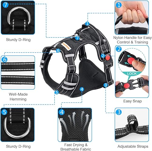 Miniatura 8 de BABYLTRL - Arnés de chaleco Oxford suave para perros grandes sin tirones ajustable reflectante de control fácil