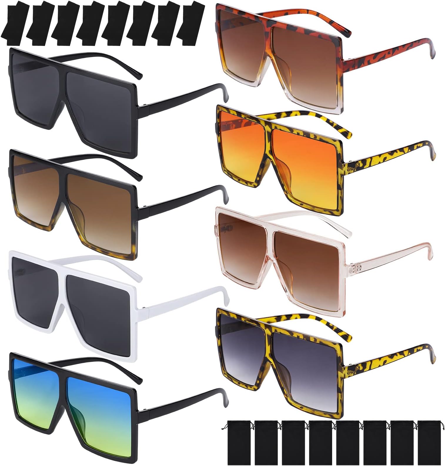 URATOTOversized Square Sunglasses Big Women Sunglasses Retro Flat Top Fashion Shades Sunglasses