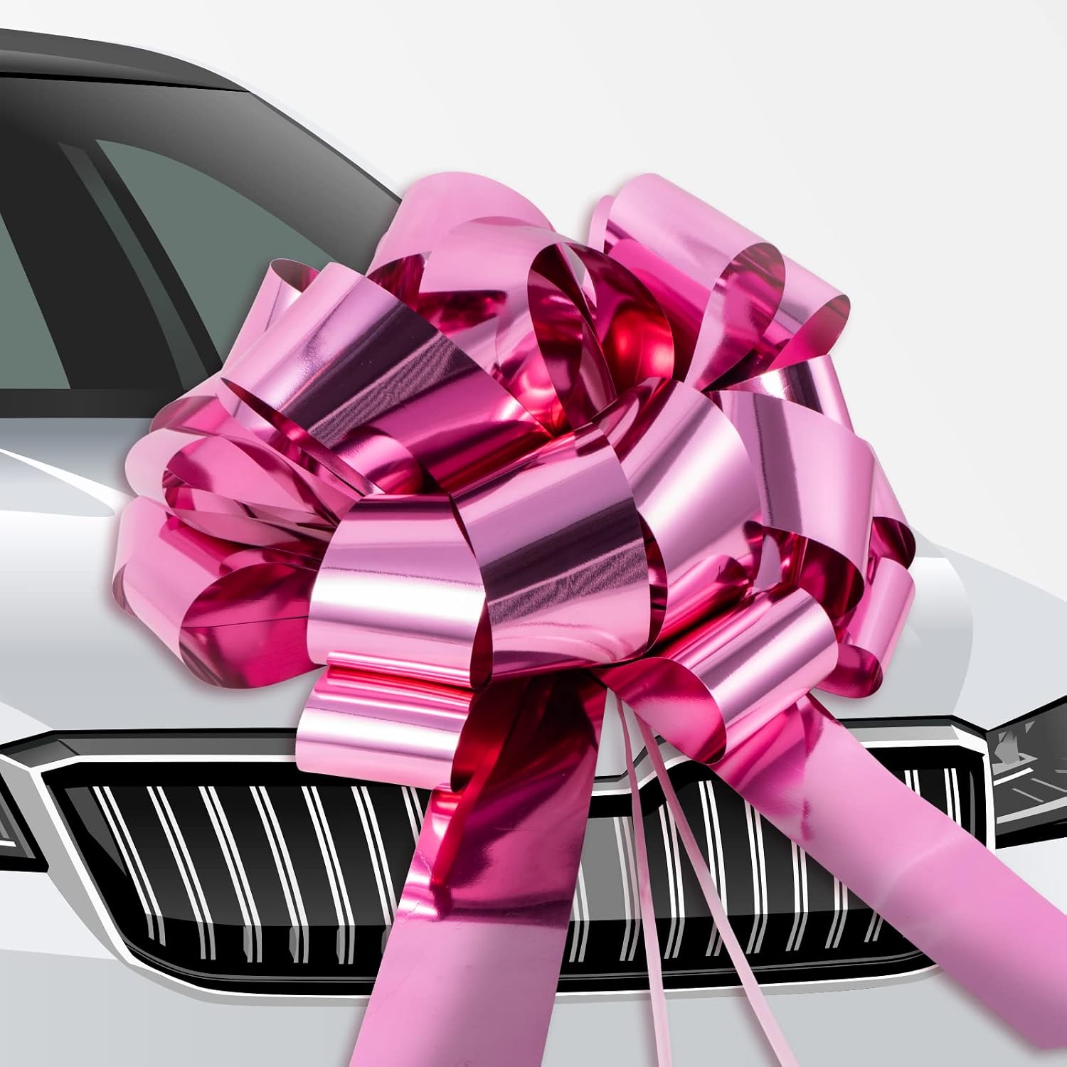 WRAPAHOLIC 23" Big Car Bow Pull Bow - Matte Pink Design - Perfect for Car Decorative, Birthday, Holiday, Christmas