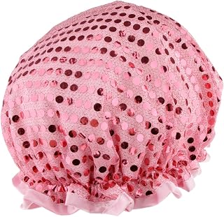 シャワーキャップ バスキャップ 入浴帽子 温泉 SPA シャワー 料理 ヘアマスク 女性用 耐久性 べる - ピンク