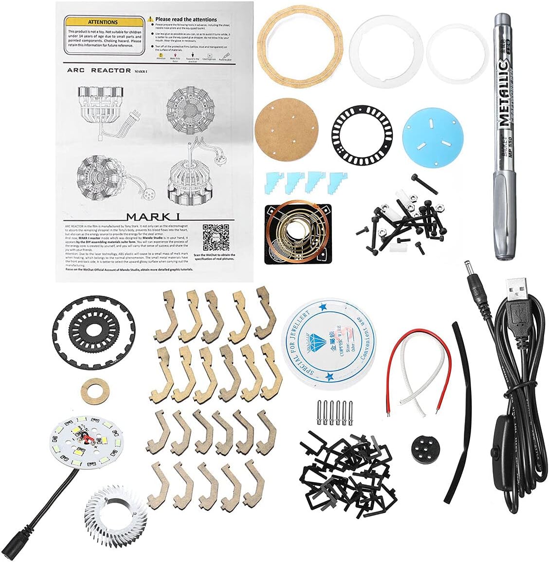 KDAFA Arc Reactor Parts,Acrylic Remote Ver. Tony DIY Arc Reactor Lamp Kit Remote Control Illuminant LED Flash Light Heart Set