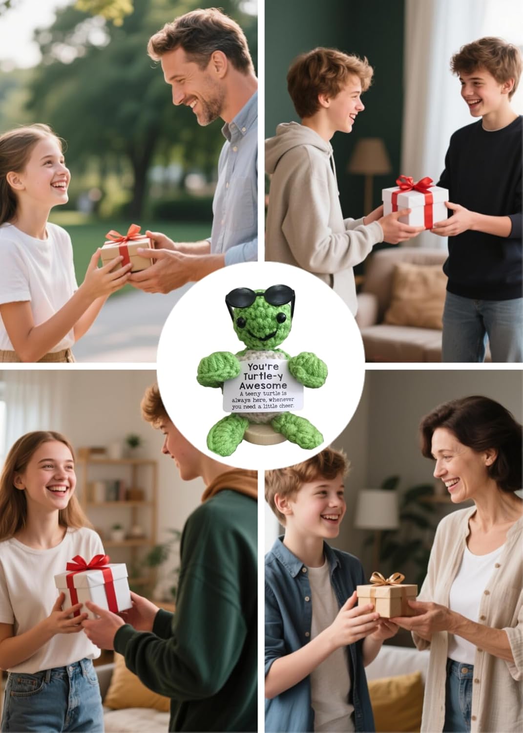 Mini Funny Positive Crochet Animals Already Made Teacher Appreciation Gifts Turtle Stuffed Animal Emotional Support Crochet Inspirational Gifts for Women Birthday Gift Valentines Day Decor - Image 8