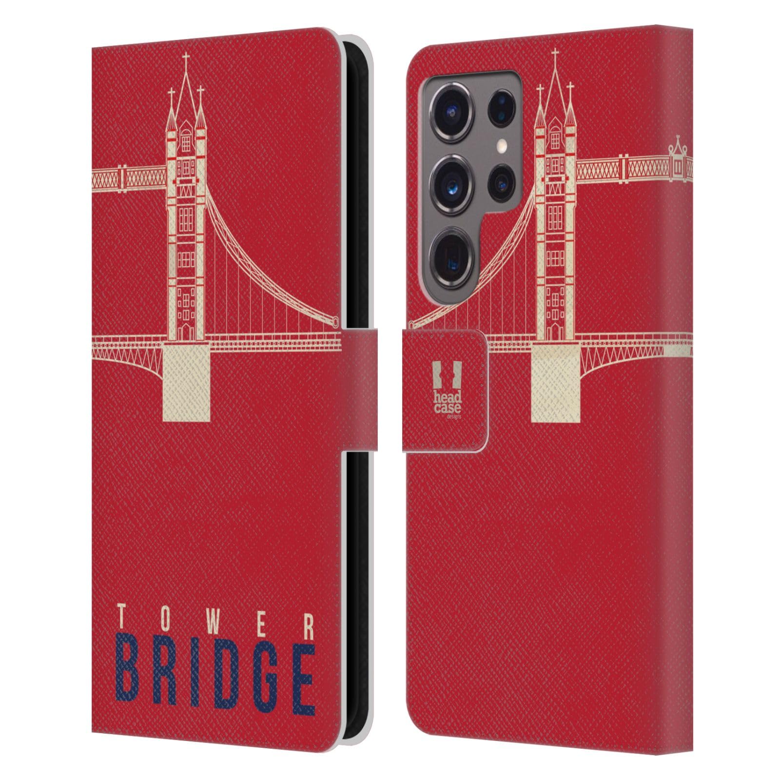Carcasa de Cuero Samsung Galaxy S24 Ultra 5G Premium con Estampado Detallado Puente de la Torre 7