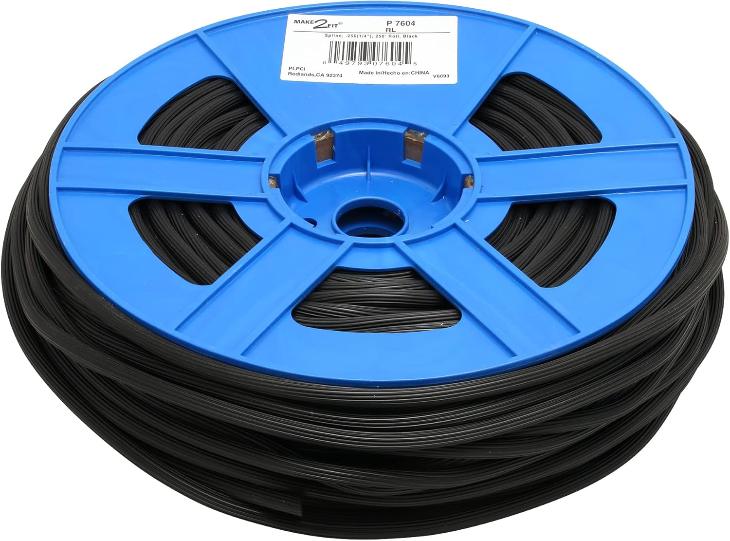 Prime-Line P 7604 0.25 In. x 250 ft. Roll Black Spline (1 Roll)