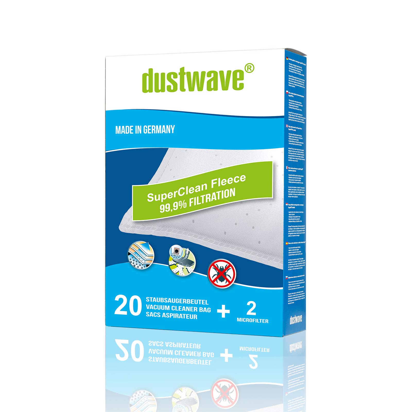 Dustwave® 20 Sacchetti Per Aspirapolvere EuroPlus 105 + Microfiltri – Made In Germany