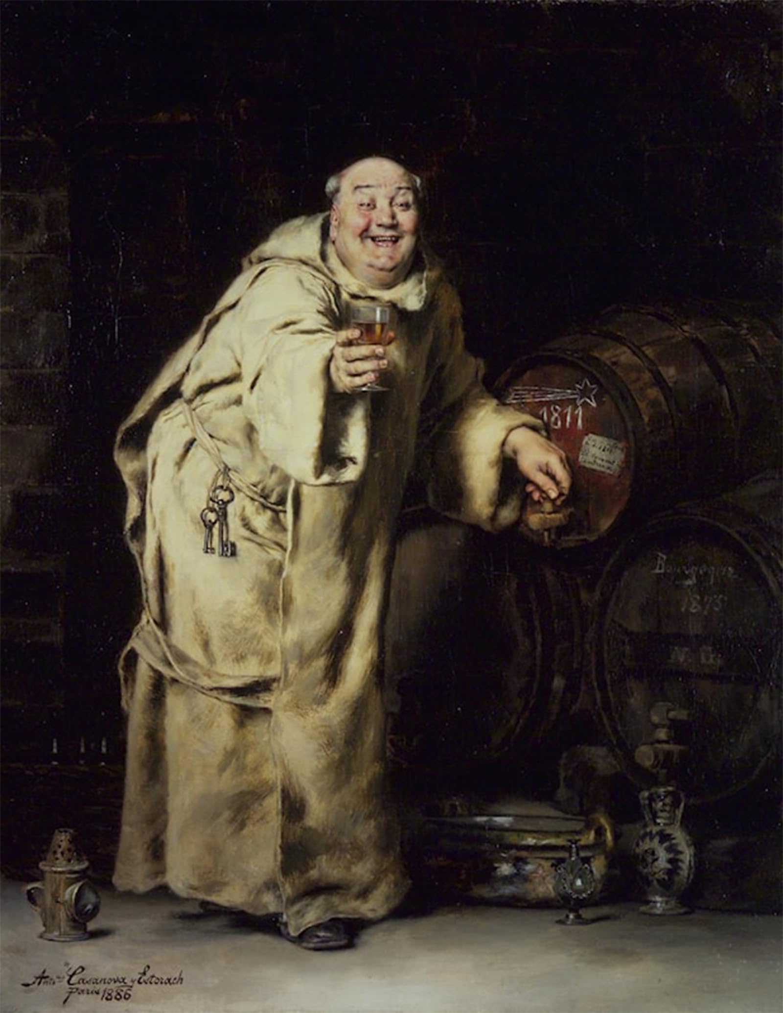 Artophiiu No Frame Vintage Painting Paintings Picture Artwork Poster Monk Testing Wine By Antonio Salvador Casanova Y Estorach Art Painting Picture For Wall Decor 60X90cm