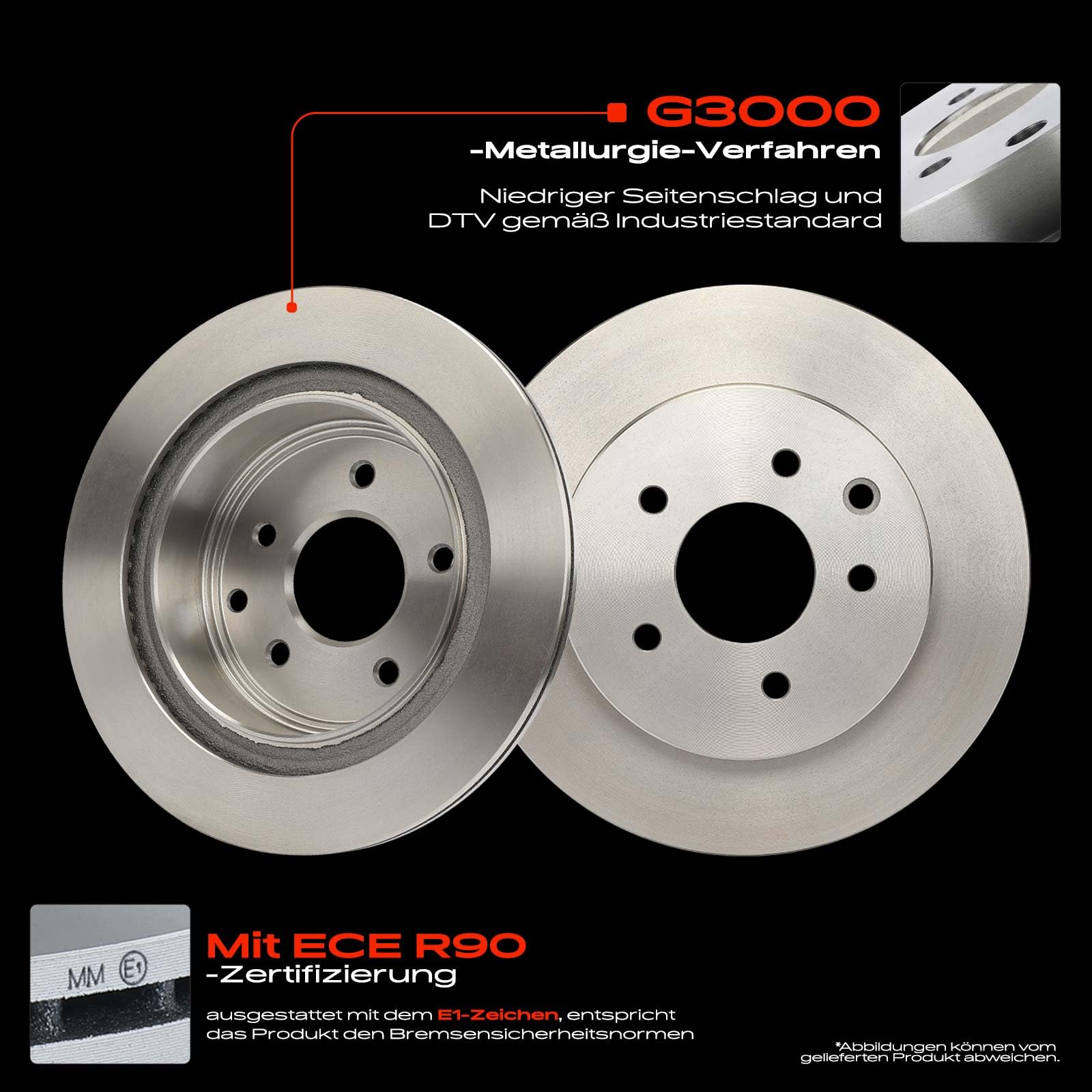 Frankberg Bremsensatz inkl. 2x Bremsscheiben + 4x Bremsbeläge Hinten Kompatibel mit Qashqai +2 I J10 NJ10 Qashqai II SUV J11 J11 X-Trail T31 Replace# 432068H700