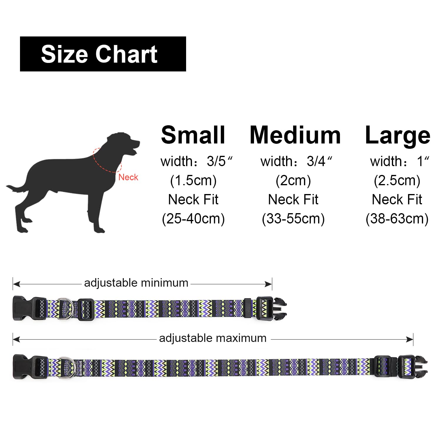 Suredoo Adjustable Dog Collar with Patterns, Ultra Comfy Soft Nylon Breathable Pet Collar for Small Medium Large Dogs (L - Image 4