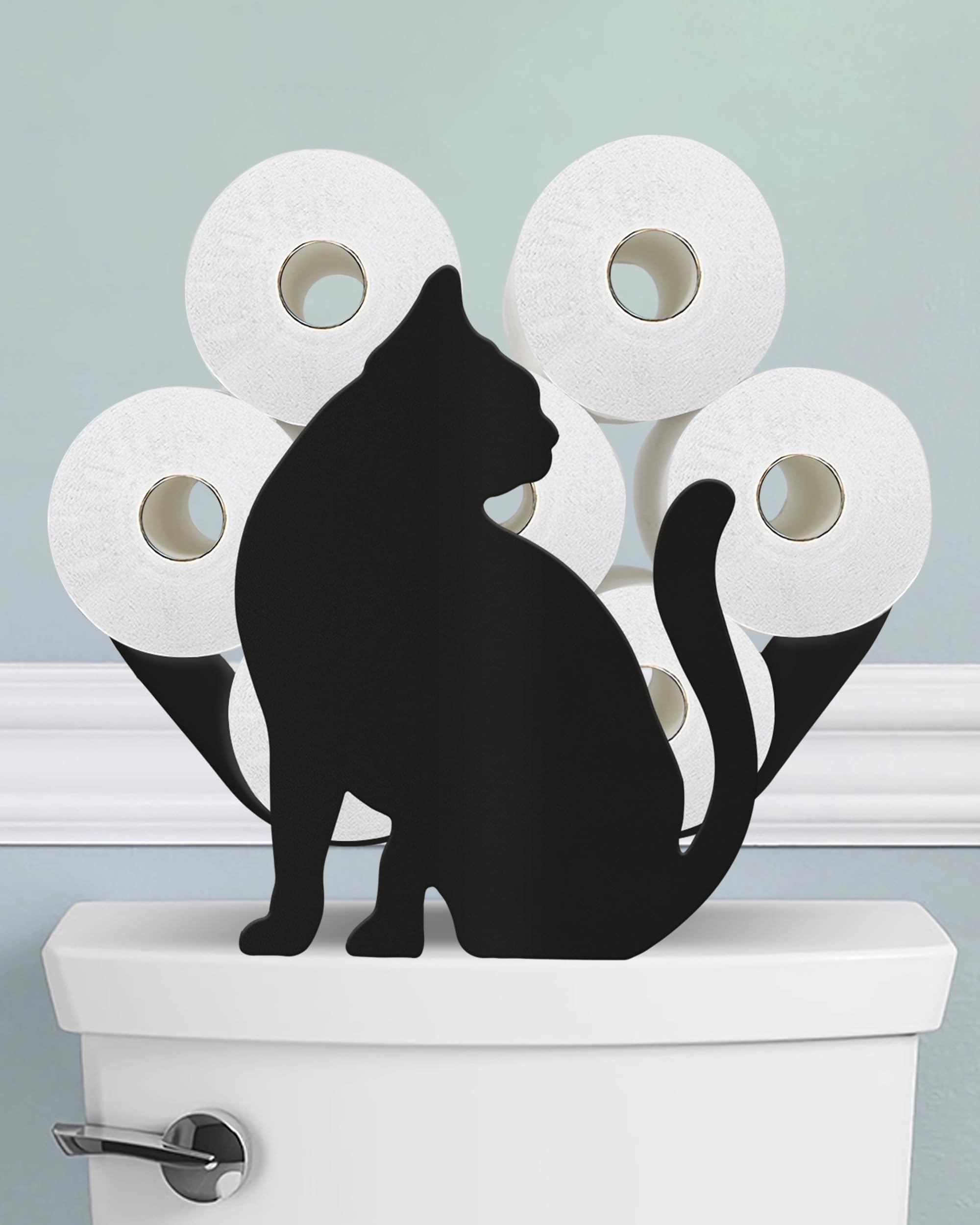 Wigag Cat Toilet Paper Holder Stand for Extra 8 Rolls, Funny Dwarf Decorative Free Standing Toilet Paper Storage, Farmhouse Bathroom Animal Decor Accessories Storage Cabinet