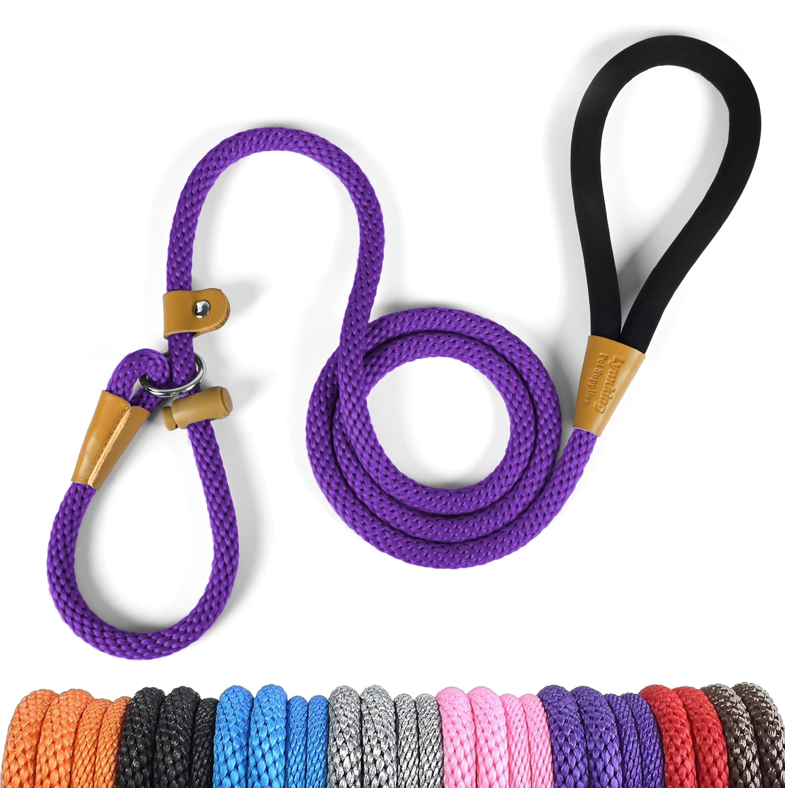 Dog Leash Slip Lead Braided Rope Pet Training Loop Leashes 5ft 6ft 8ft