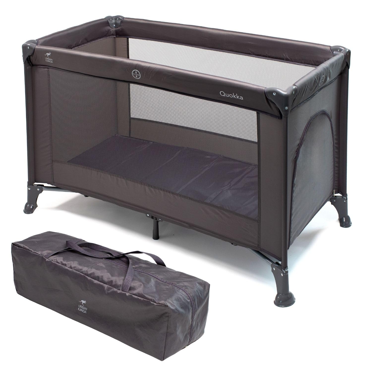 Urban Kanga QK Lit Parapluie Bebe avec Matelas Lit de Voyage 60x120cm (QK, Gris)