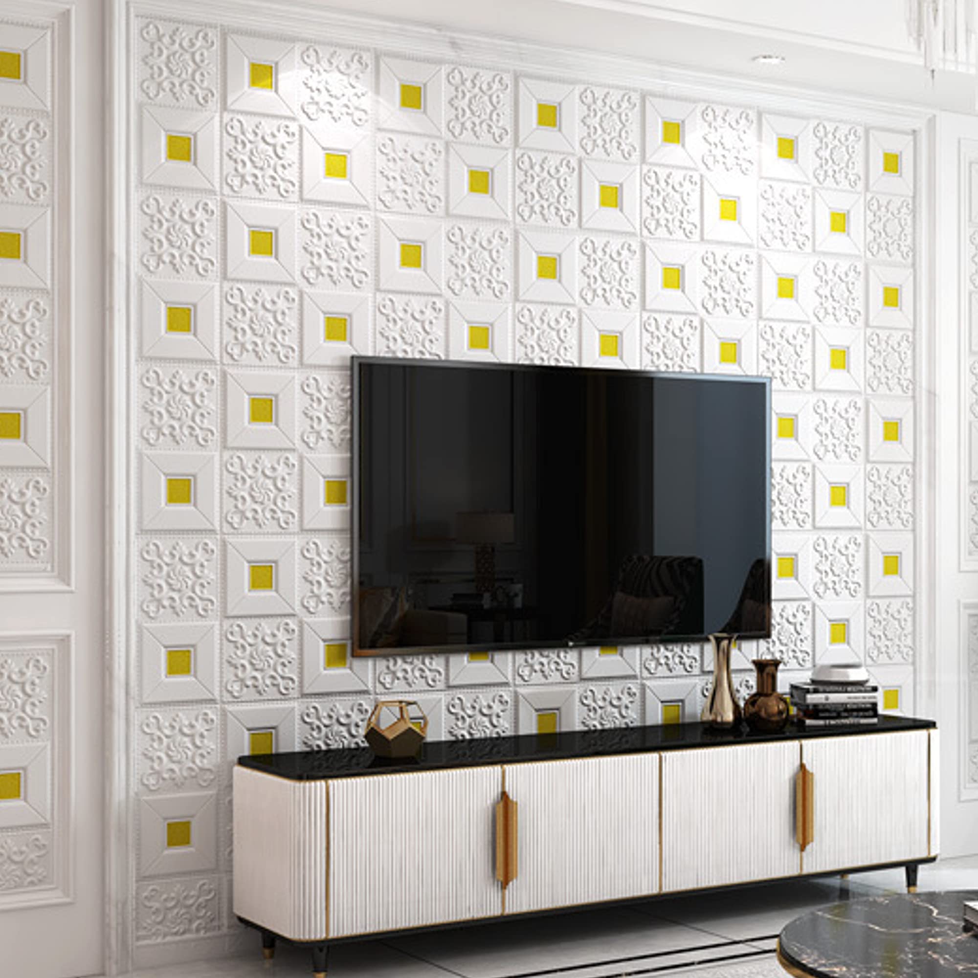Horianzo Foam 3D Ceiling Wallpaper for Bedroom, Hall, Living Room, Wall Stickers for Home Decors False Ceiling Wallpaper self-Adhesive Wallpaper (8, Geometric White) (B09XHKLB7B) Amazon Price History, Amazon Price Tracker