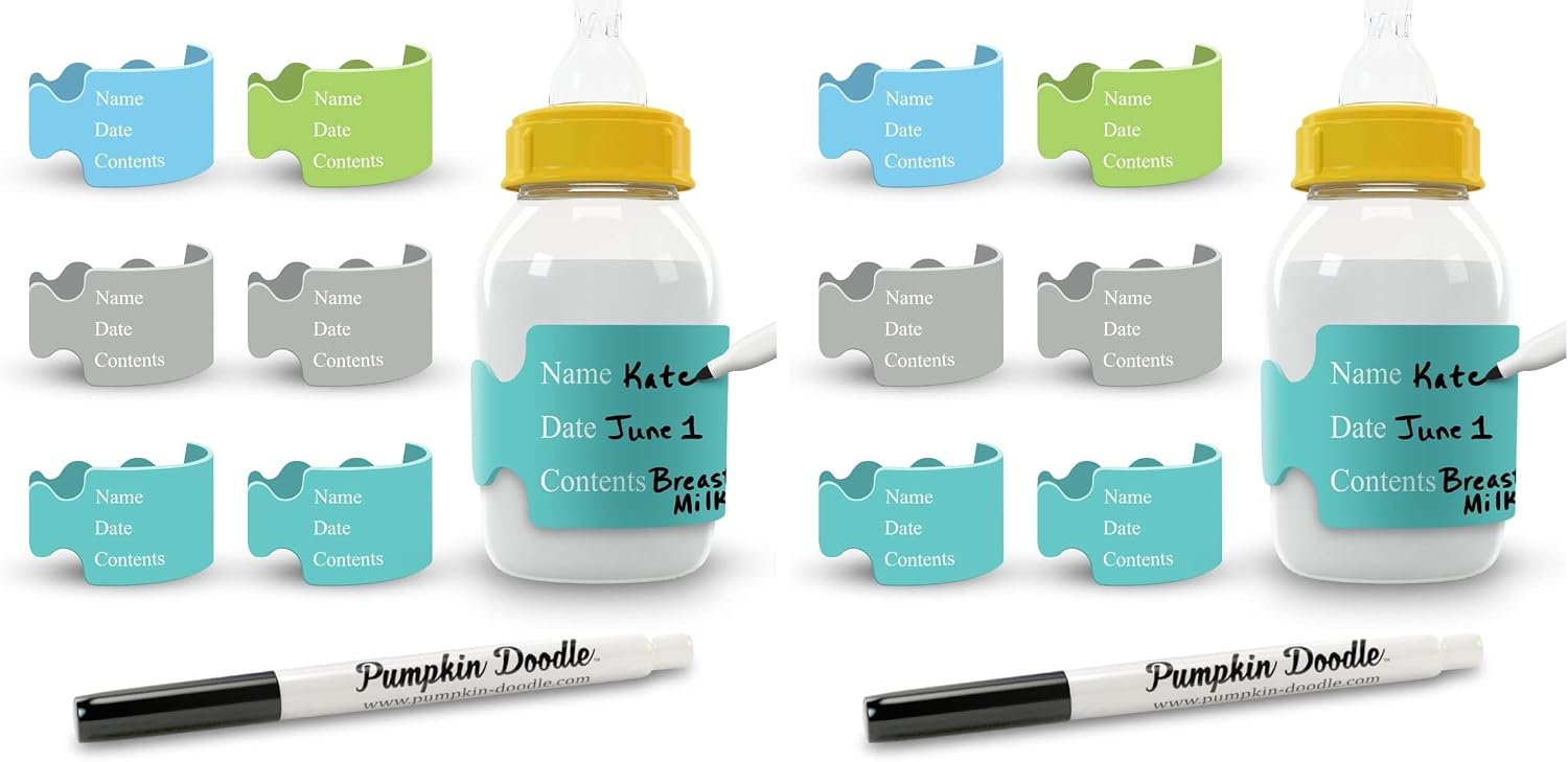 Pumpkin Doodle The Original Write and Reuse Baby Bottle Labels for Daycare (Pack of 2)