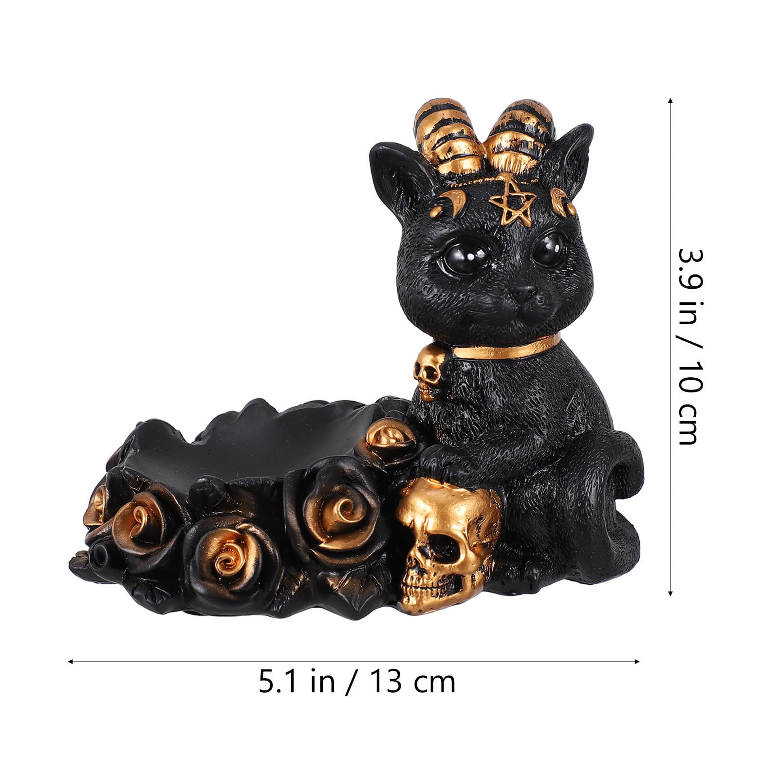 OSALADI 3 Piezas Escultura Pequeña de Gato Negro en Resina Base para Bola de Cristal, Decoración Creativa Hogar y Figura Elegante para Escritorio