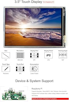 Waveshare 3.5 Resistor Touch Display, Compatible with Raspberry Pi 5/4B/3B/Zero/Zero W/Zero 2W/Pico/Pico W/Pico WH, 480x320, IPS Screen, SPI