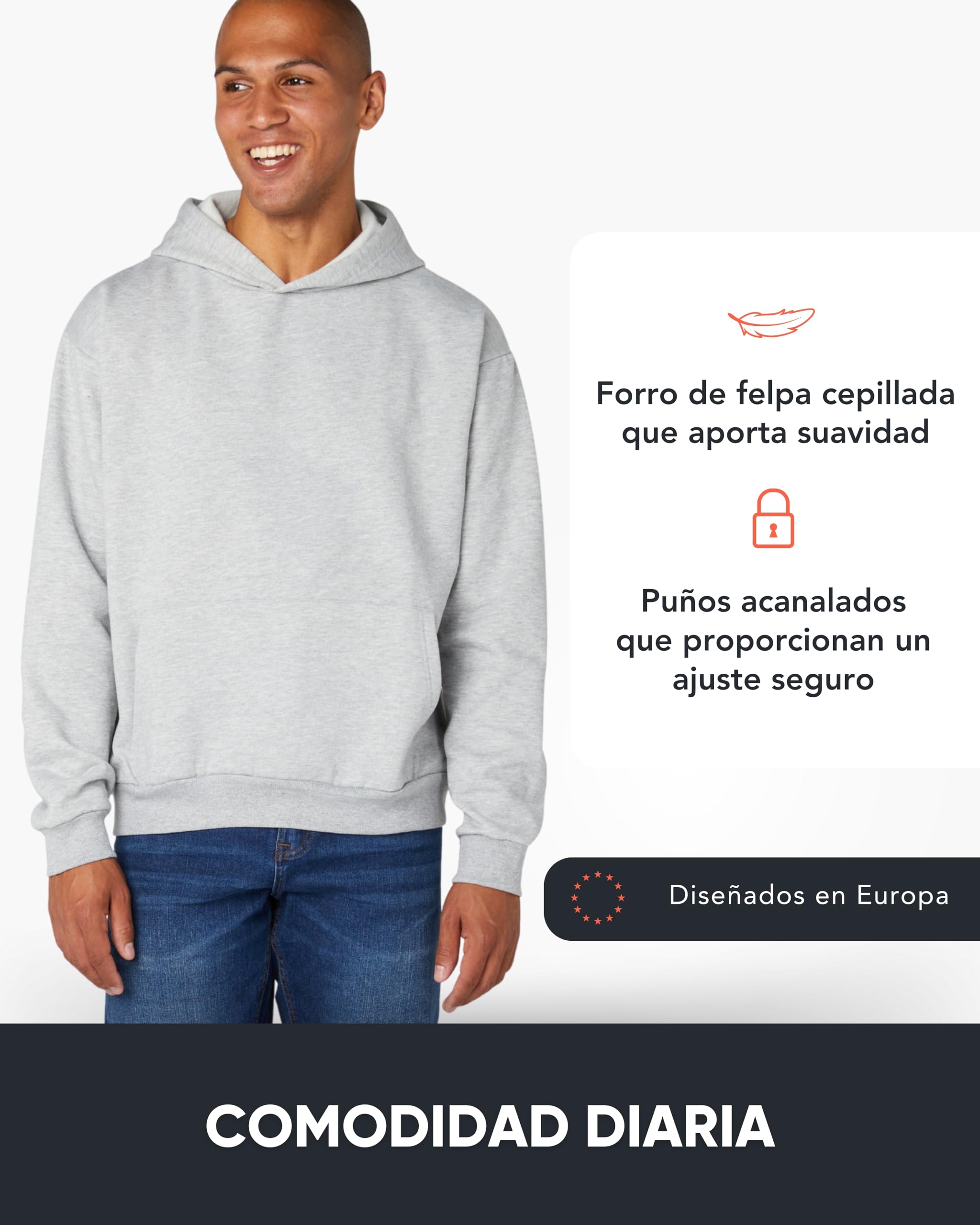 FM London Hoodie para Hombre - Sudadera con Capucha para Hombre, Ligeramente Holgada y de Diseño Pesado, Mezcla de Algodón Transpirable