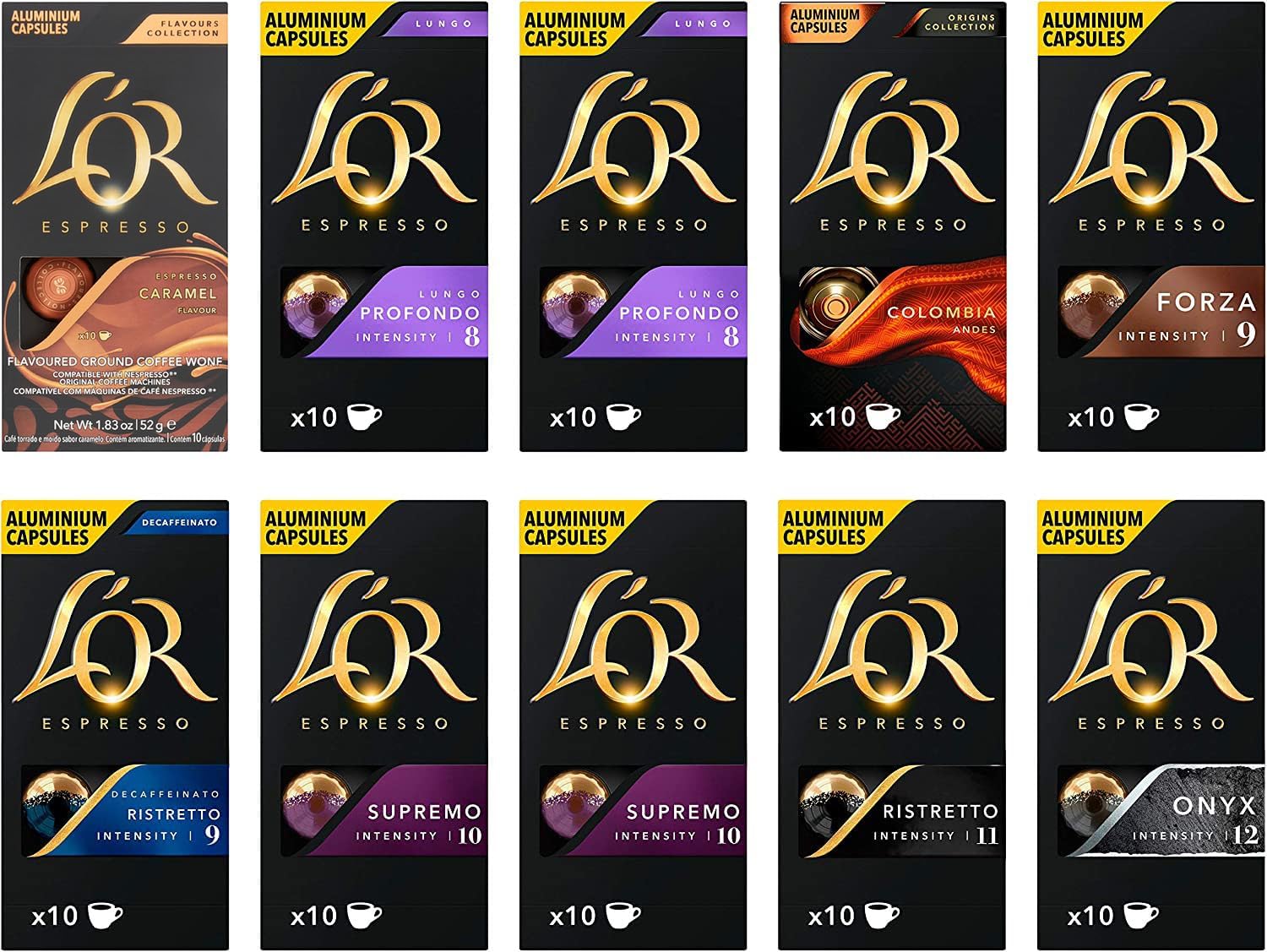 Espresso Variety Pack Nespresso Compatible Coffee Pods (Pack of 10, Total 100 Coffee Capsules)