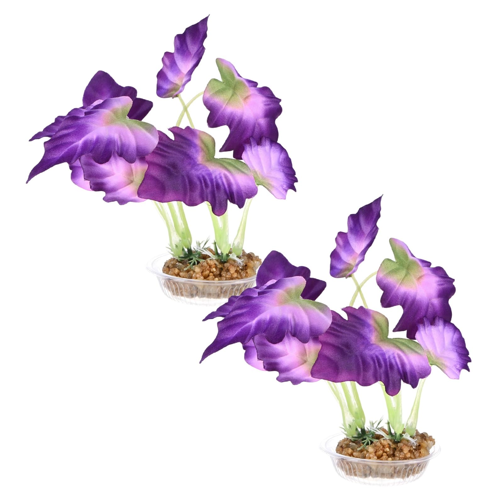 M METERXITY 2-Pack Aquarium Plant, Small Plastic Artificial Plant Water Grass Fish Hide Accessories for Aquarium Decoration/Fish Tank Decoration/Terrarium [Style 4, Purple]