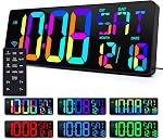 MMKGG Large Digital Wall Clock(1.5CM Number), 42CM LED Wall Clock with Date and Temperature, Count Up/Down Timer with Remote Control, Adjustable Brightness Alarm Clock