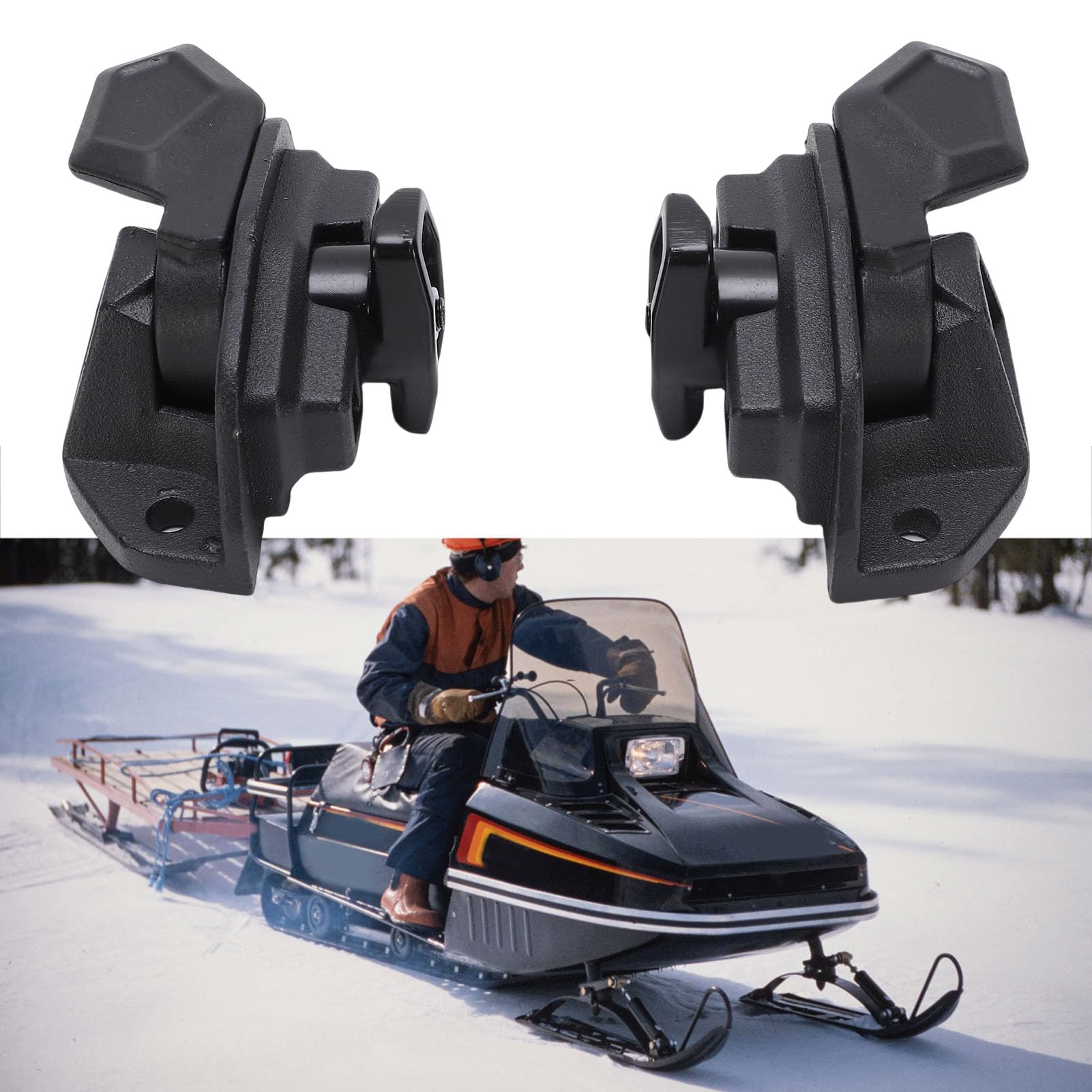 Ski Rack Latch Kit, Replacement for Ski Doo Lynx Vehicles, with Mounting for LinQ System Accessories, Black Metal