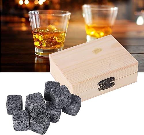 Miniatura 3 de Juego de 9 piedras enfriadoras de vino de whisky, bar para el hogar, bebidas, piedras, rocas, caja de embalaje (gris sésamo)