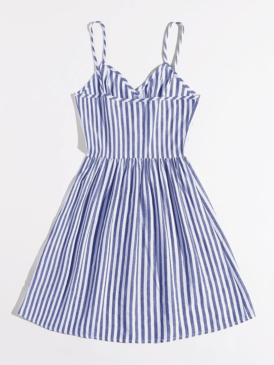 Neeno Women's Dresses Two Tone Striped Button Front Slip Dress Dress for Women (Color : Blue and White, Size : X-Small)