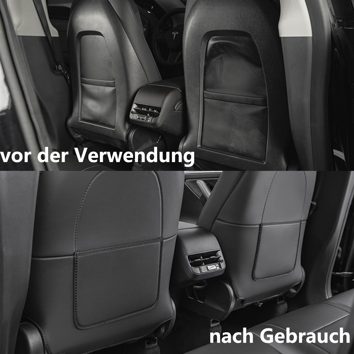 Protecteurs De Siège Arrière Pour Tesla Model 3/Y (2021-2025) - 2 Pièces En Cuir Imperméable - Anti-taches, Anti-rayures - Avec Poche De Rangement