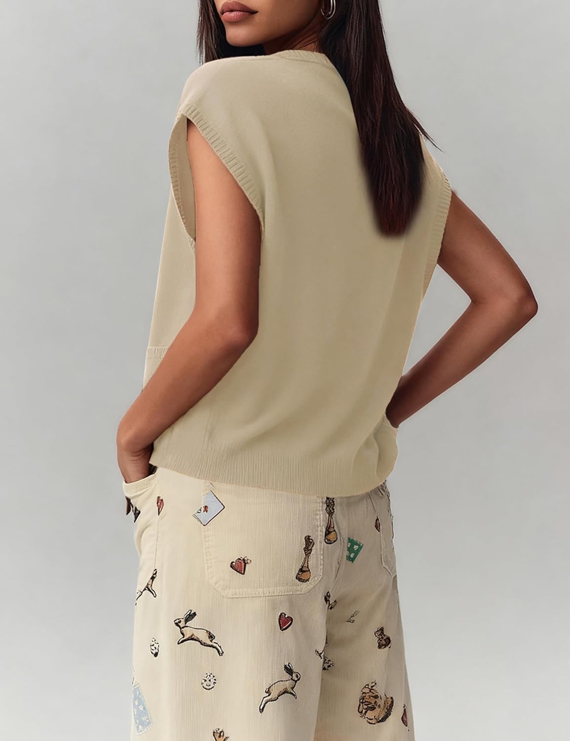 Yeokou Women Knit Crochet Top Short Sleeve Crewneck Pullover Loose Casual Summer Tee Shirt - Image 3