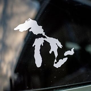 Great Lakes Sticker Michigan Car Decal Premium Heavy-Duty Waterproof Vinyl for Bumpers, Windows, Laptops, Water Bottles or Coolers (White, 4.75" Wide)