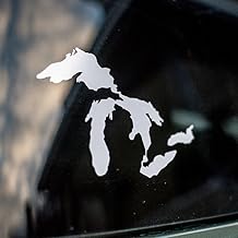 Great Lakes Sticker Michigan Car Decal Premium Heavy-Duty Waterproof Vinyl for Bumpers, Windows, Laptops, Water Bottles or Coolers (White, 4.75" Wide)