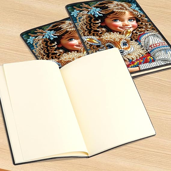 DCIDBEI A5 Blank Notebook Diamond Painting Notebooks Deer Stag Angel Elves Fairy 5D DIY Diamond Art Notebook Kits Rhinestone Diamond Art Journal Blank Diary 50 Sheets Cross Stitch Kits Books