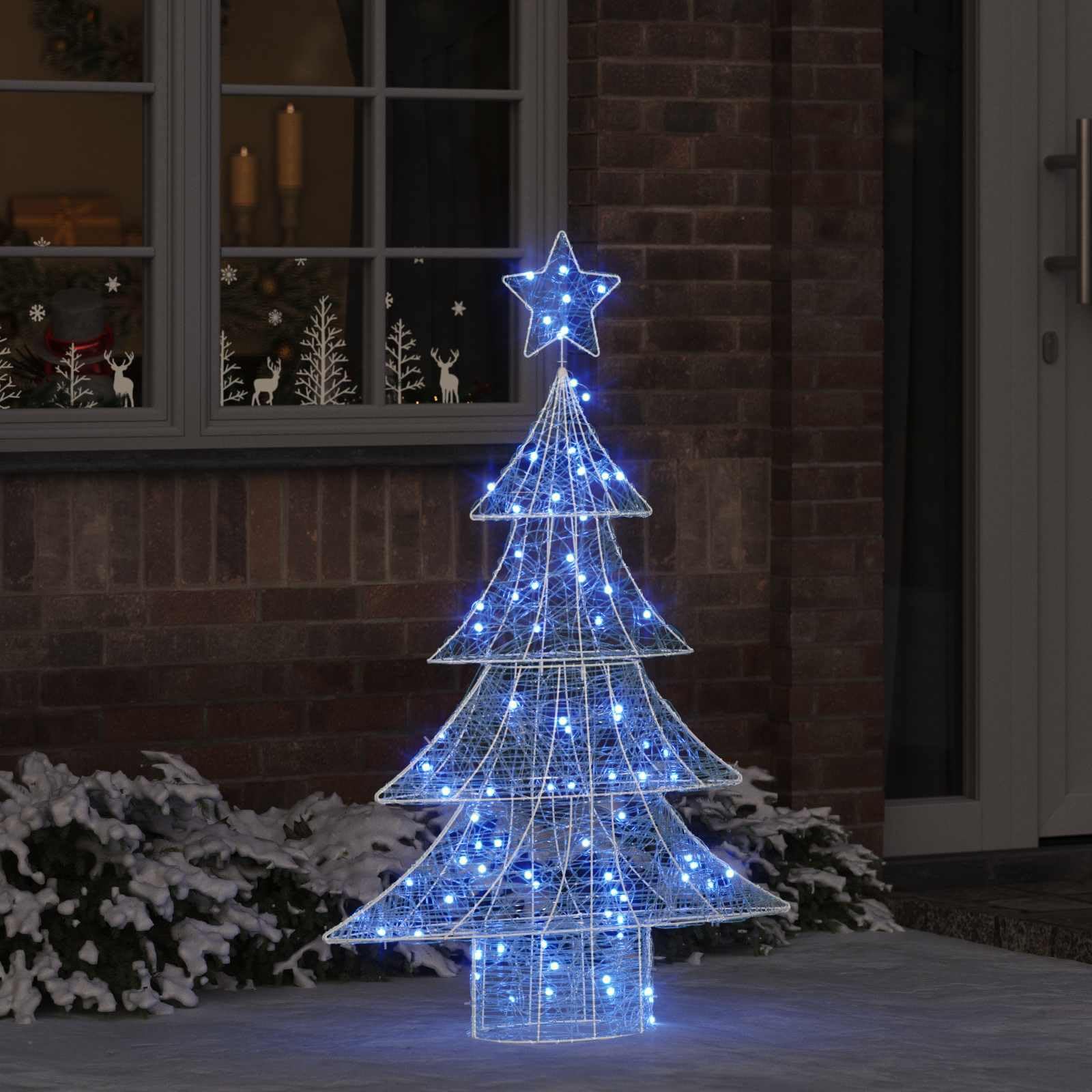Choinka z 100 diodami LED, niebieska, 120 cm, akrylowa, ozdoba bożonarodzeniowa do mieszkania, ozdoba choinkowa z gwiazdą, dekoracja USB na adwent, zimę i święta, trwała, odporna na warunki