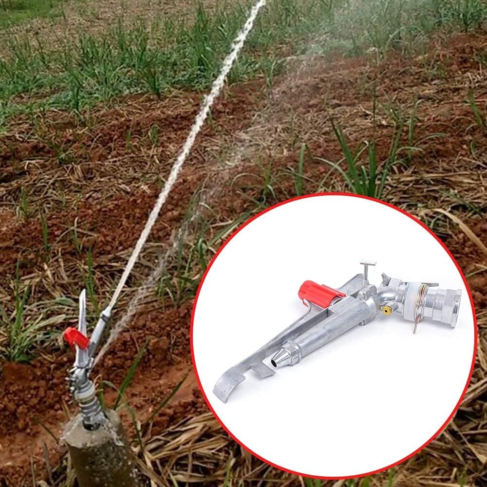 Agriculture Irrigation Spray Gun Automatic Sprinkler Full Circle Impact Sprinkler Large-Area 360° Adjustable Watering (2.6 Inch)