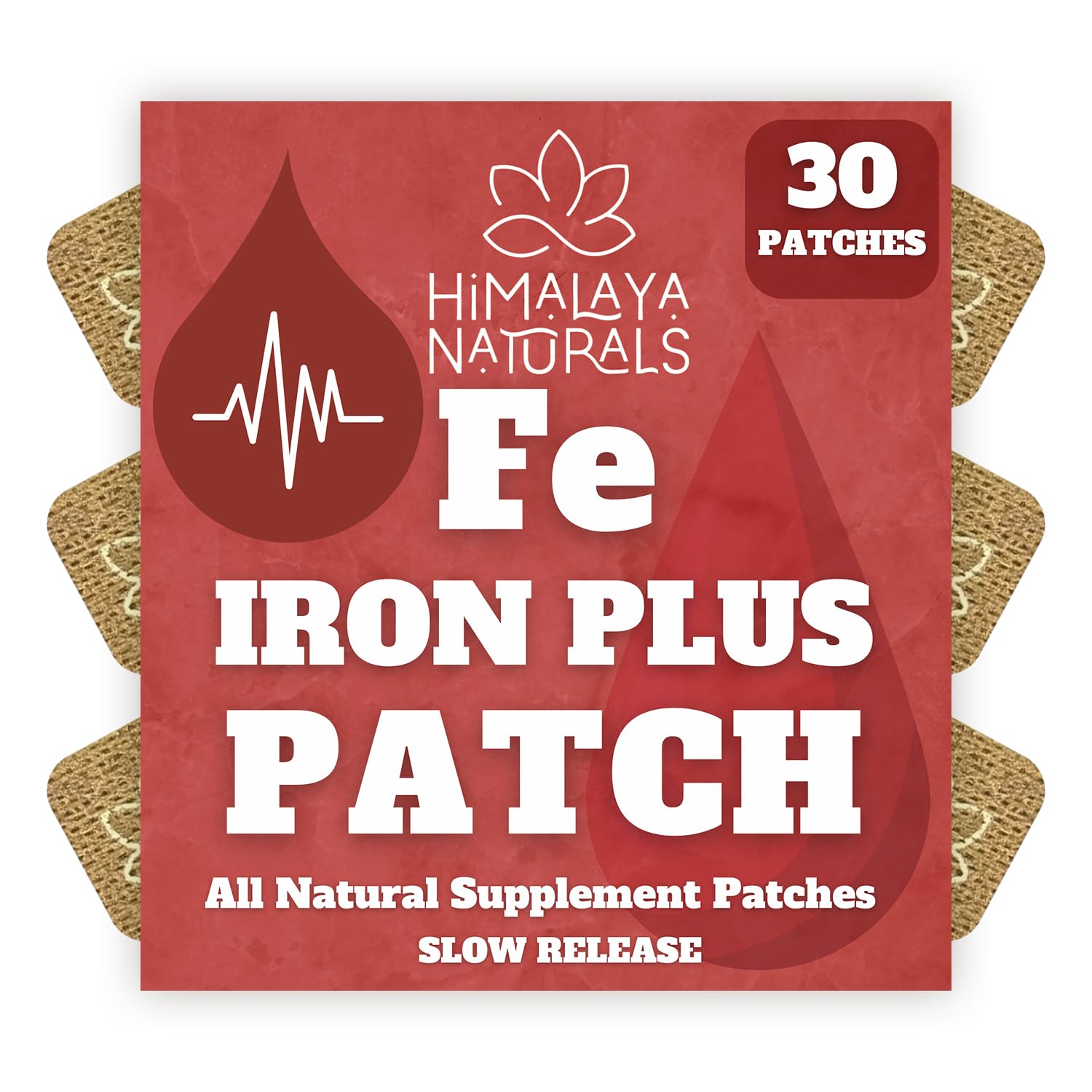 Parche tópico Himalaya Naturals Fe Iron Strength - Parche transdérmico de hierro plus para apoyar la deficiencia, mejorar los niveles sanguíneos, la energía y la vitalidad - 30 parches