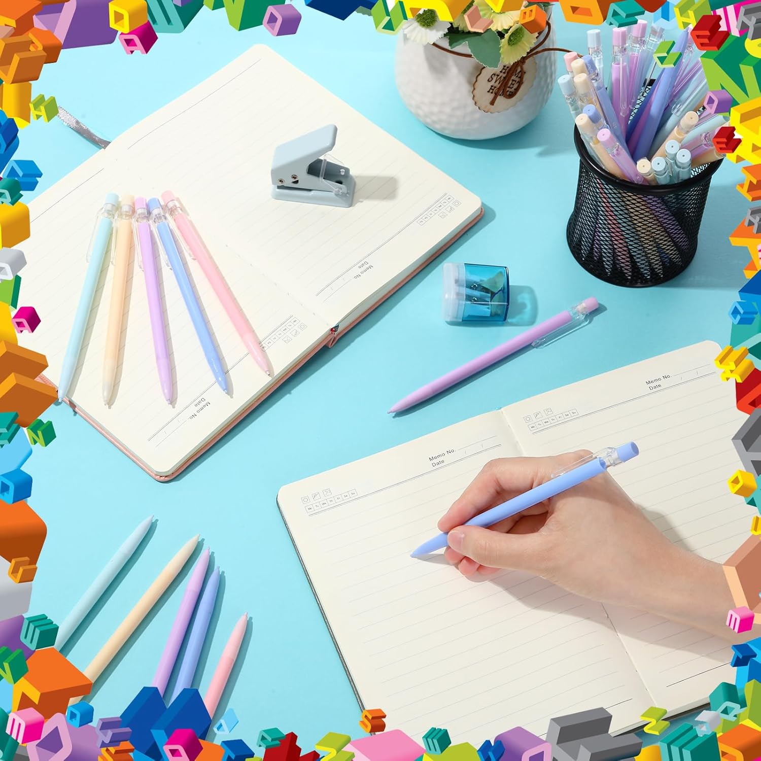 Fuyoooo 200 Pcs 0.7mm Mechanical Pencils with Eraser Bulk, Colorful Mechanical Pencil 0.7mm for Office Classroom Back to School Supplies School Student Writing Drawing Sketching(Multicolor)