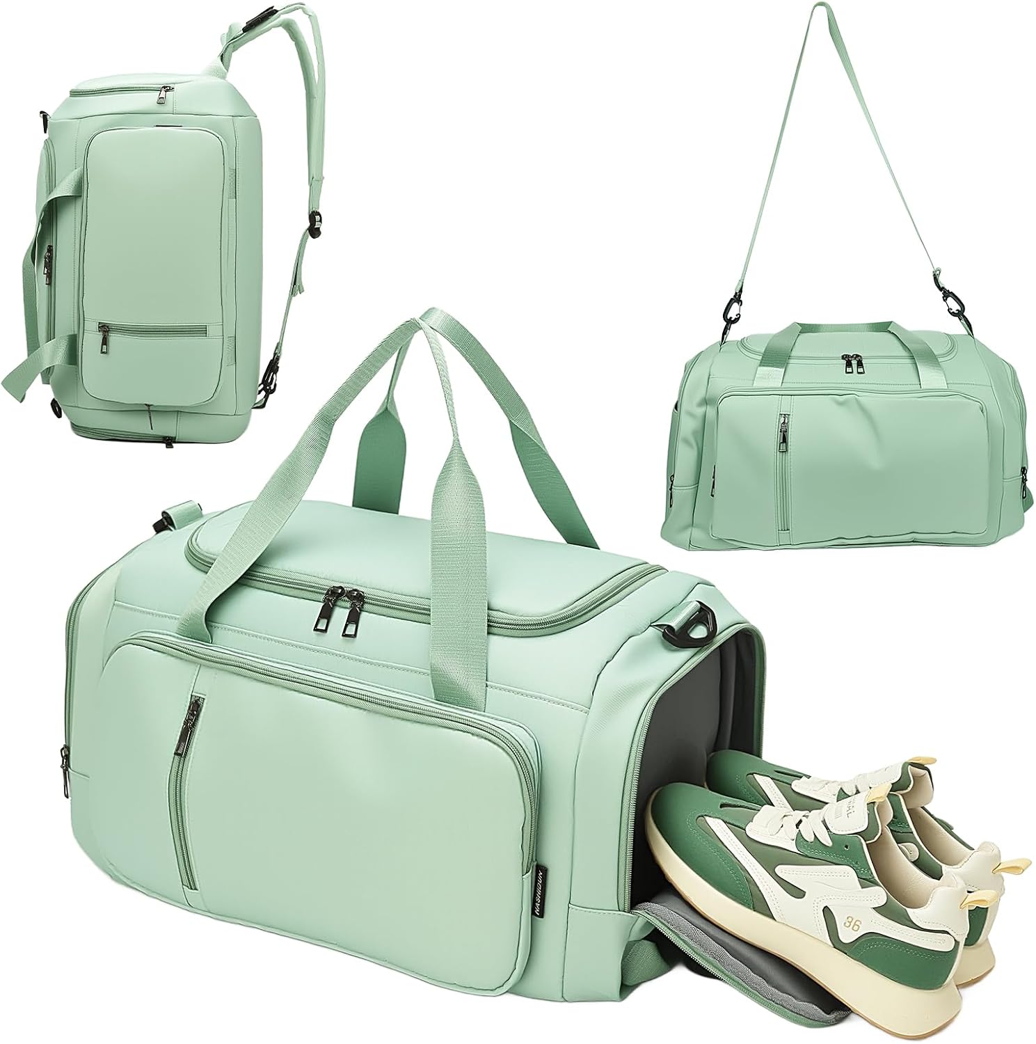 Small Gym Bag for Women Sports Duffel Bag with Shoe Compartment & Wet Pocket Portable Carry On Weekender Gym Bags for Fitness Workout Travel - Green