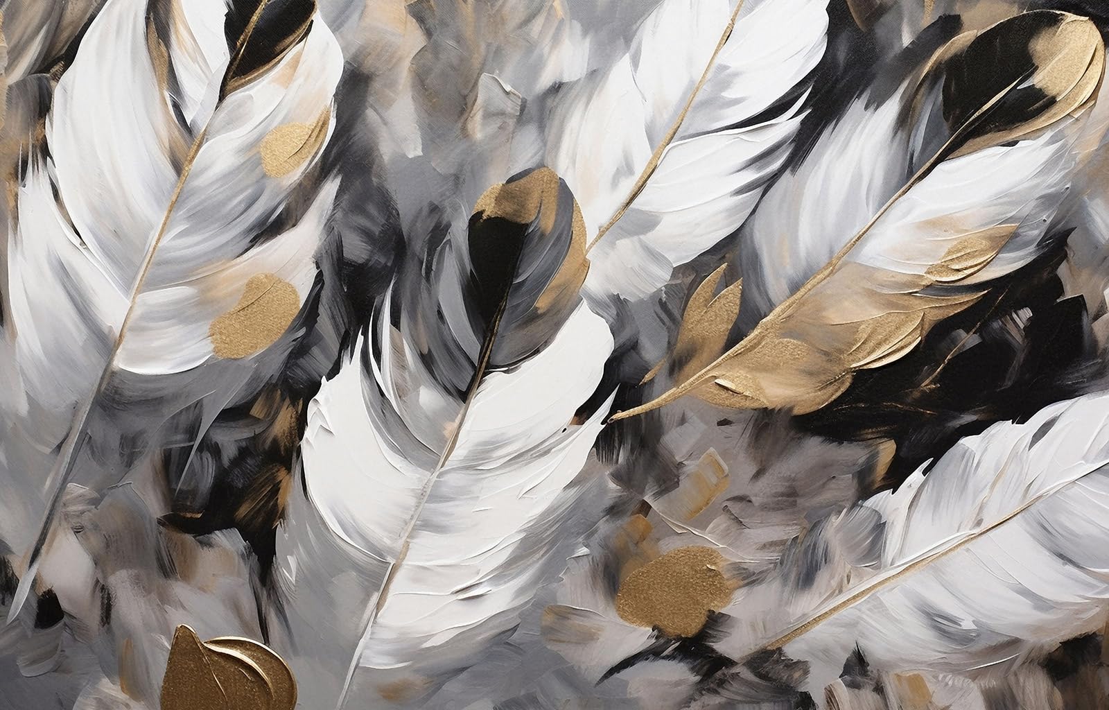 Papier peint panoramique Plumes au design raffiné pour mur de salon