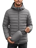 COOFANDY Mens Packable Puffer Jacket Lightweight Hooded Insulated Winter Coat Windproof Zipper Down Jacket