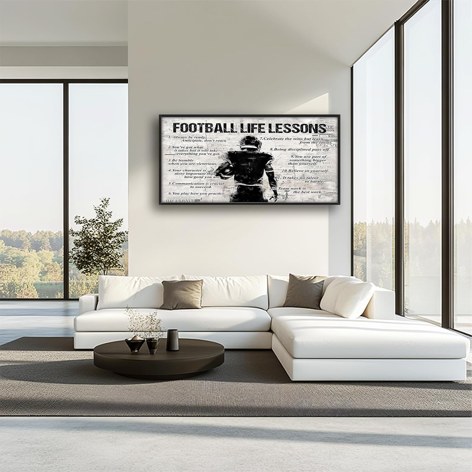 Football Wall Art Inspirational Football life lessons Wall Decor for Living Room Large Size Canvas Painting Pictures Prints Framed Home Decoration Artwork for Kitchen Bedroom Bathroom 60"x30"