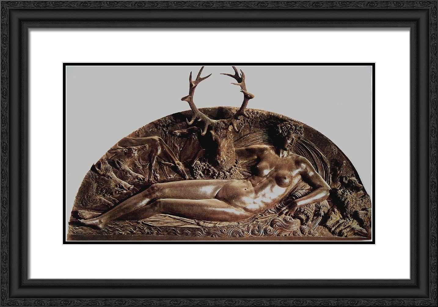 ArtDirect Cellini, Benvenuto 24x17 Gold Ornate Framed Art Print with Double Matting Titled: Nymph of Fontainebleau IV