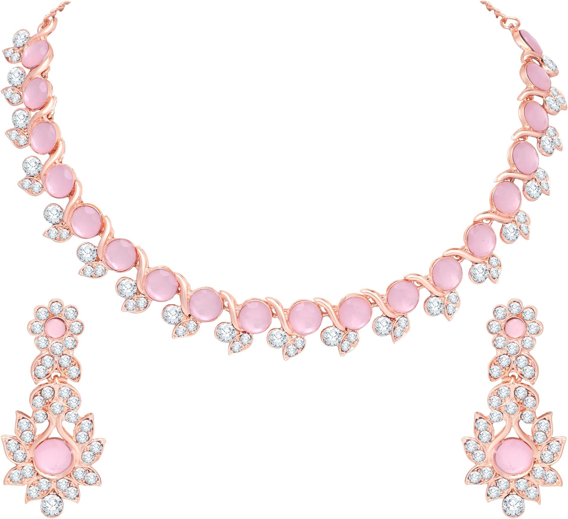 Crystal Necklace Jewellery Set with Earrings for Women and Girls| Stylish Accessory for Parties, Weddings, and Festivals | Ideal Gift for Special Occasions