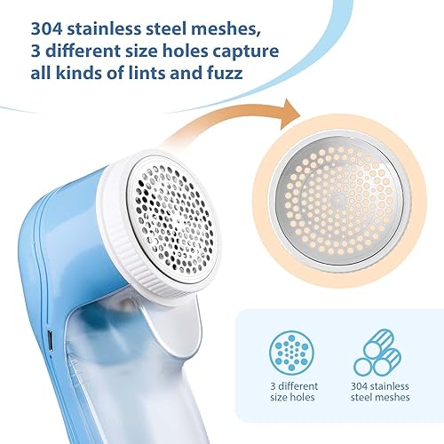 Miniatura 4 de Afeitadora de tela removedor de pelusa eléctrico afeitadora de pelusa con 3 cuchillas reemplazables USB recargable afeitadora de suéteres afeitadora