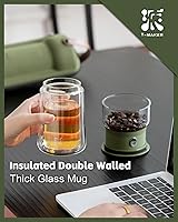 Vista 6 de ZENS Tetera infusora de vidrio moderna, tetera inteligente de un solo toque para difusores de té sueltos con taza aislada y funda portátil