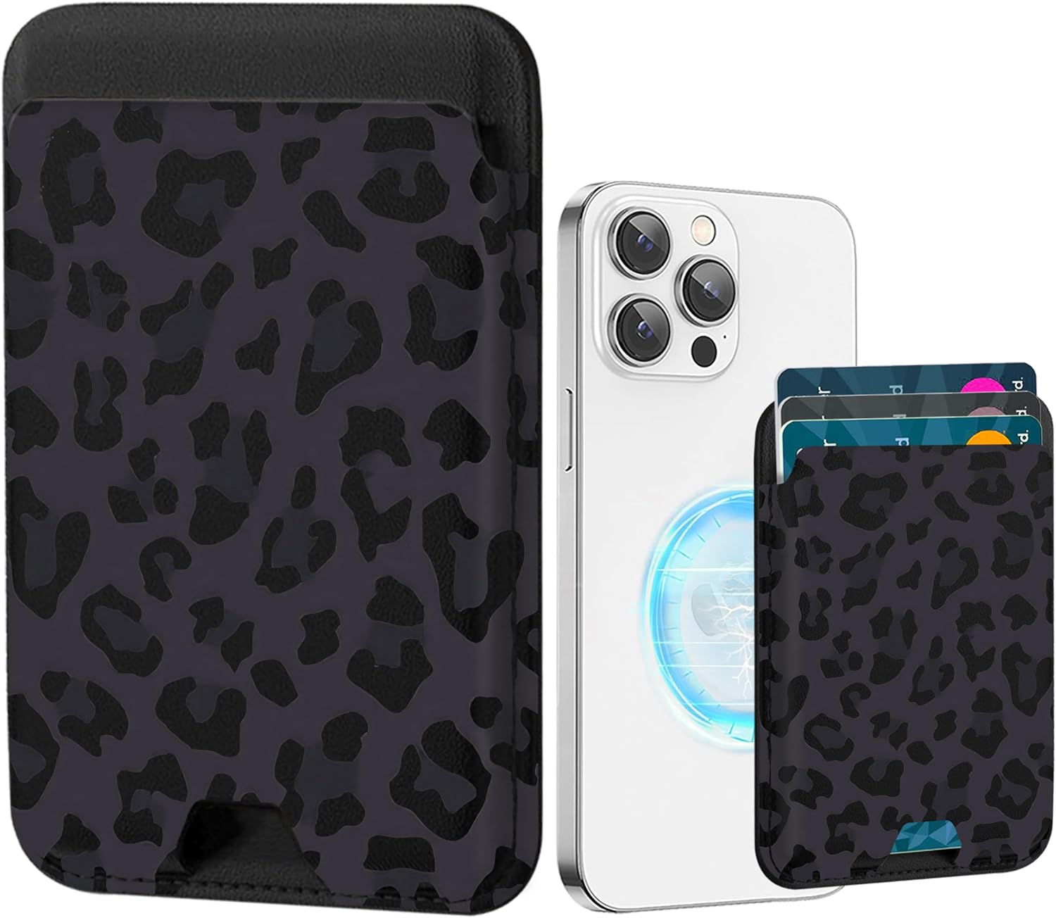Compatible with Magsafe Wallet,Cheetah Print Pattern for Women Girls