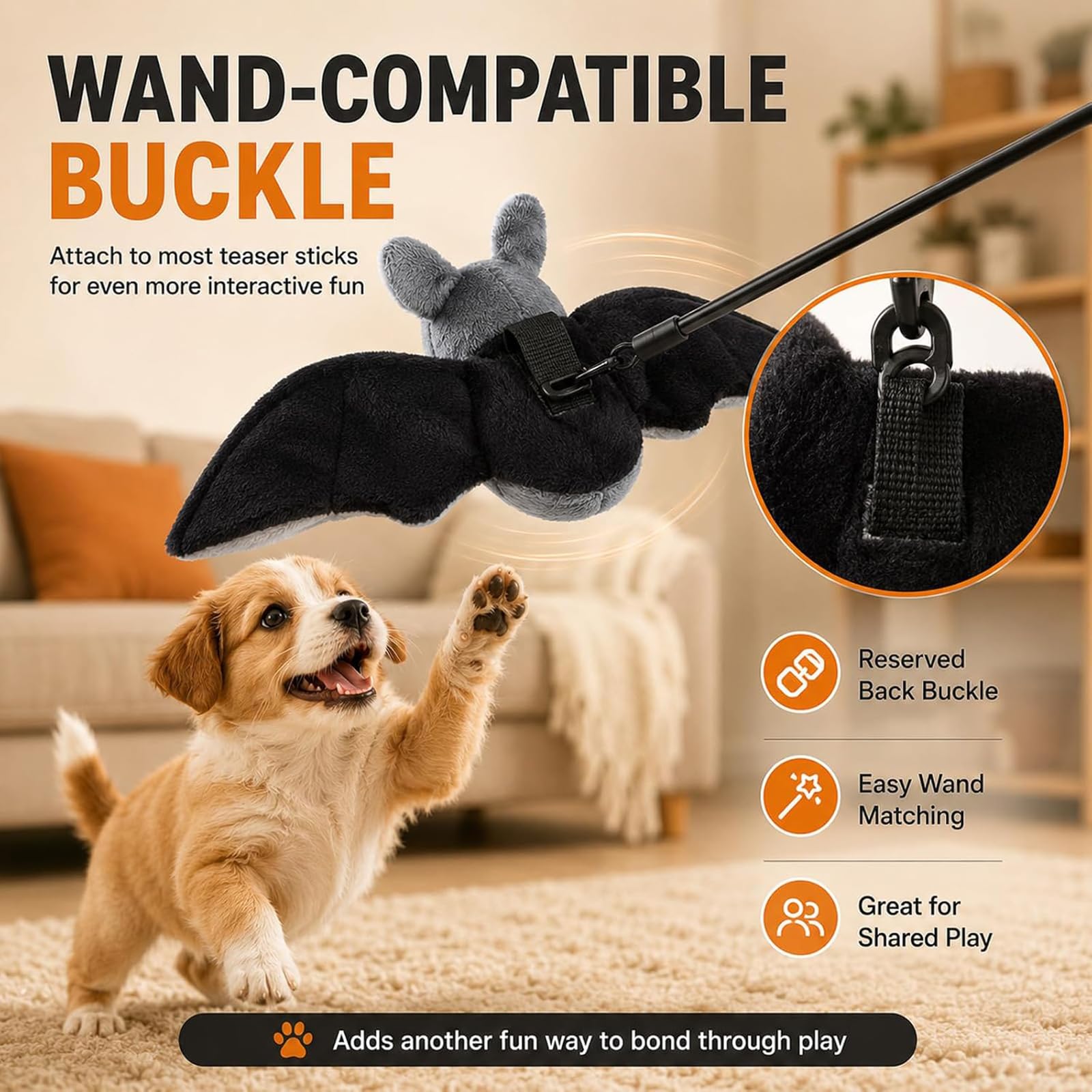 Juguete de murciélago Volador para Perros y Gatos, Juguete Interactivo con alas Que aletean, (3pcs)